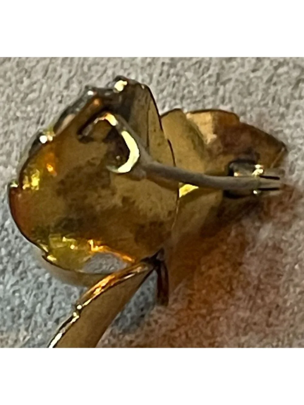 Vintage 60s Damascene Flower Leaf Brooch Faux Pearl Gold Tone Toledo Spain Pin